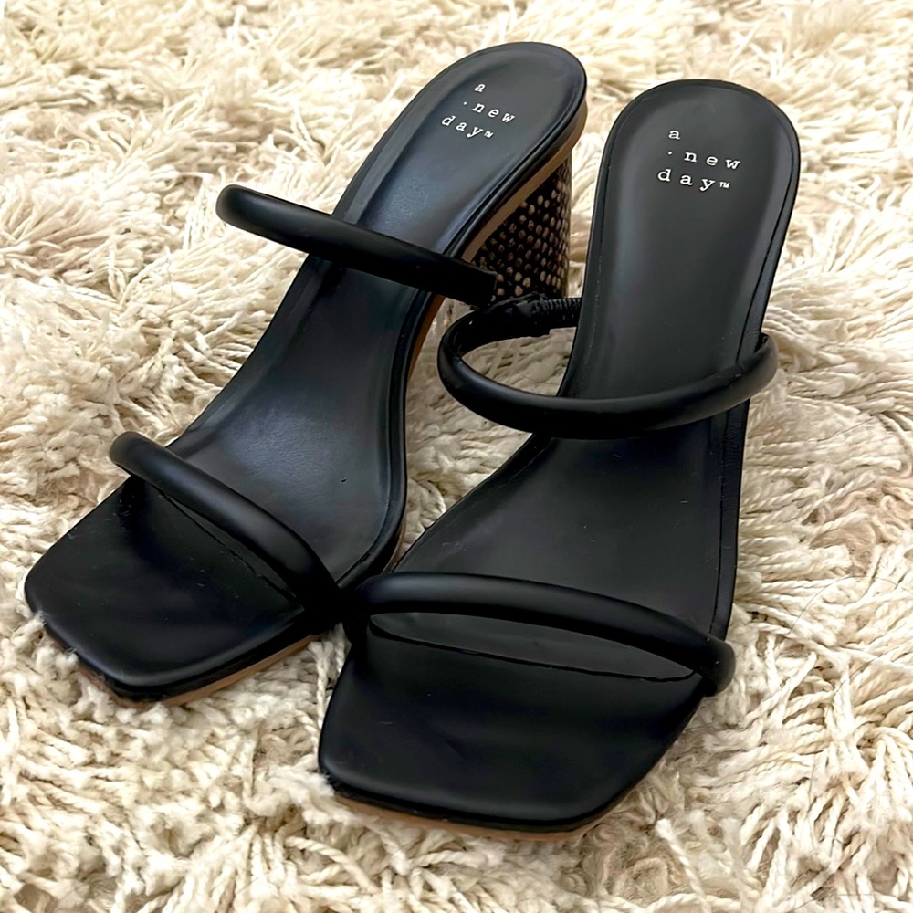 Target Women’s A New Day Cass Square Toe Block Heel Black Size 6 Snake Detail